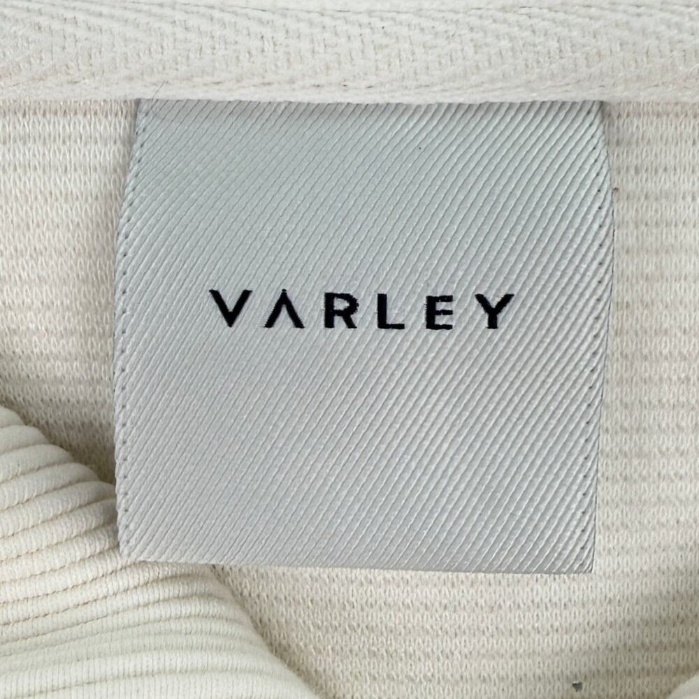 Varley Vine Half Zip Pullover Sweatshirt Medium Ivory Ottoman Knit Fabric View 2